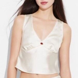 NWT Wild Fable Cream Satin Rosette Tank Top Sz Sm
